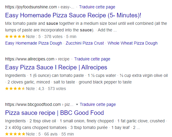 Example Description on Google search engine:  "How to make pizza sauce"